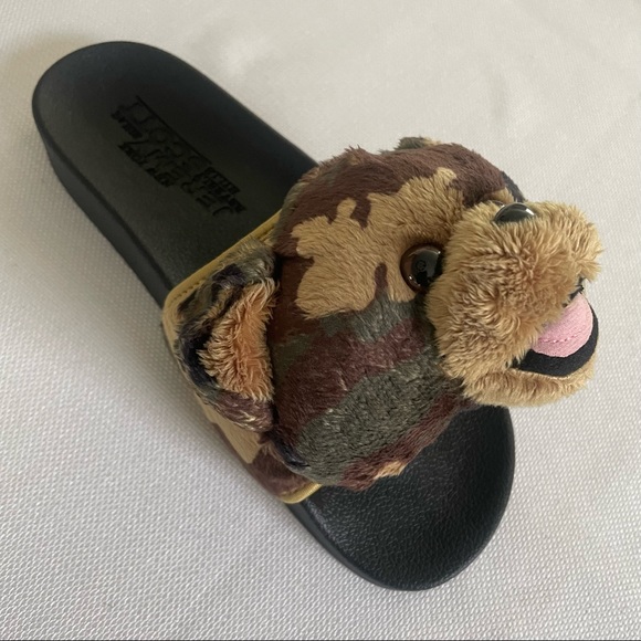 Adidas X Jeremy Scott Camo Teddy Bear Adilette Slides - Picture 7 of 9